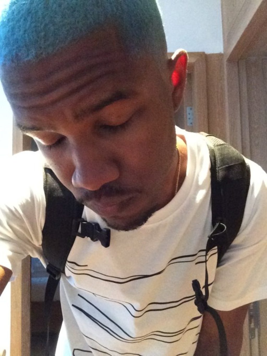 Frank Ocean’s blue buzz cut. Photo: @fineline19/Tumblr Frank Ocean’s blue buzz cut. Photo: @fineline19/Tumblr