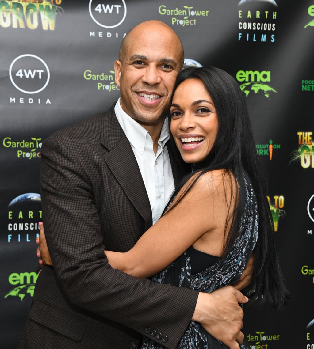 Senator Cory Booker and Rosario Dawson at the LA premiere of Dawson’s eco-solution film The Need To Grow, in October 2019. Photo: Getty Images for Earth Conscious Films