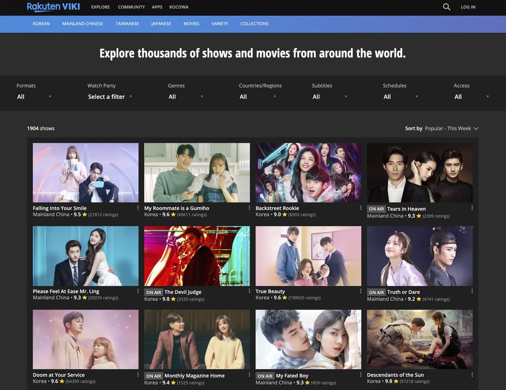 Ratuken Viki shows the homepage for their video streaming service for South Korean TV shows. Photo: AP
