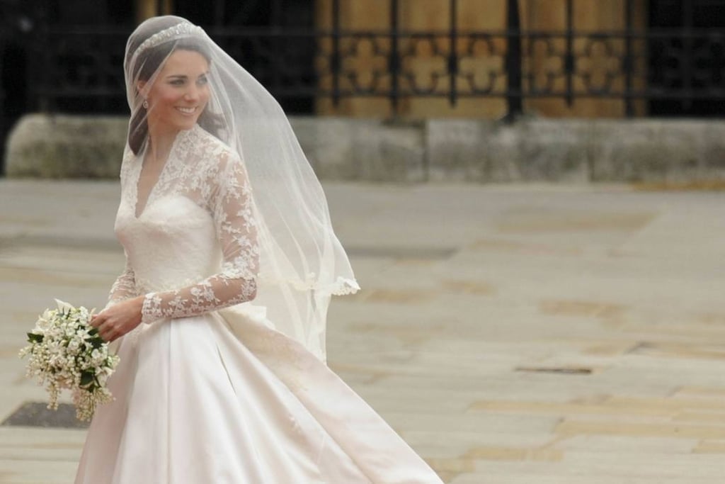 The Duchess of Cambridge wore a Victorian-inspired dress from British label Alexander McQueen. Photo: AFP
