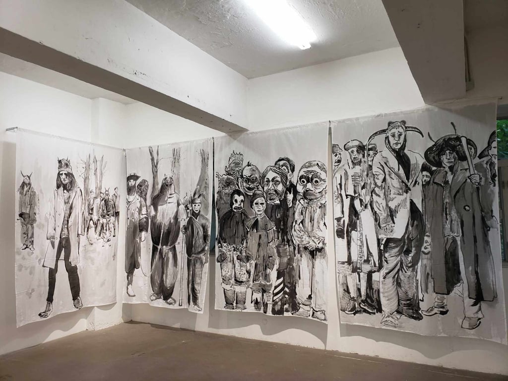 A menacing crowd in 120 Judge John Aiso Street. The name references the address of a church in a 1987 horror film. Photo: Jess Ma