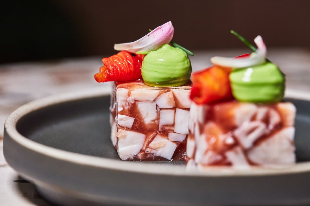Margo’s octopus terrine, with roasted tomatoes and chive mayonnaise. Photo: Margo