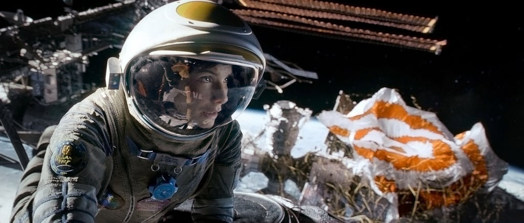 A film still from Gravity directed by Alfonso Cuarón, starring Sandra Bullock and George Clooney. Photo: Handout
