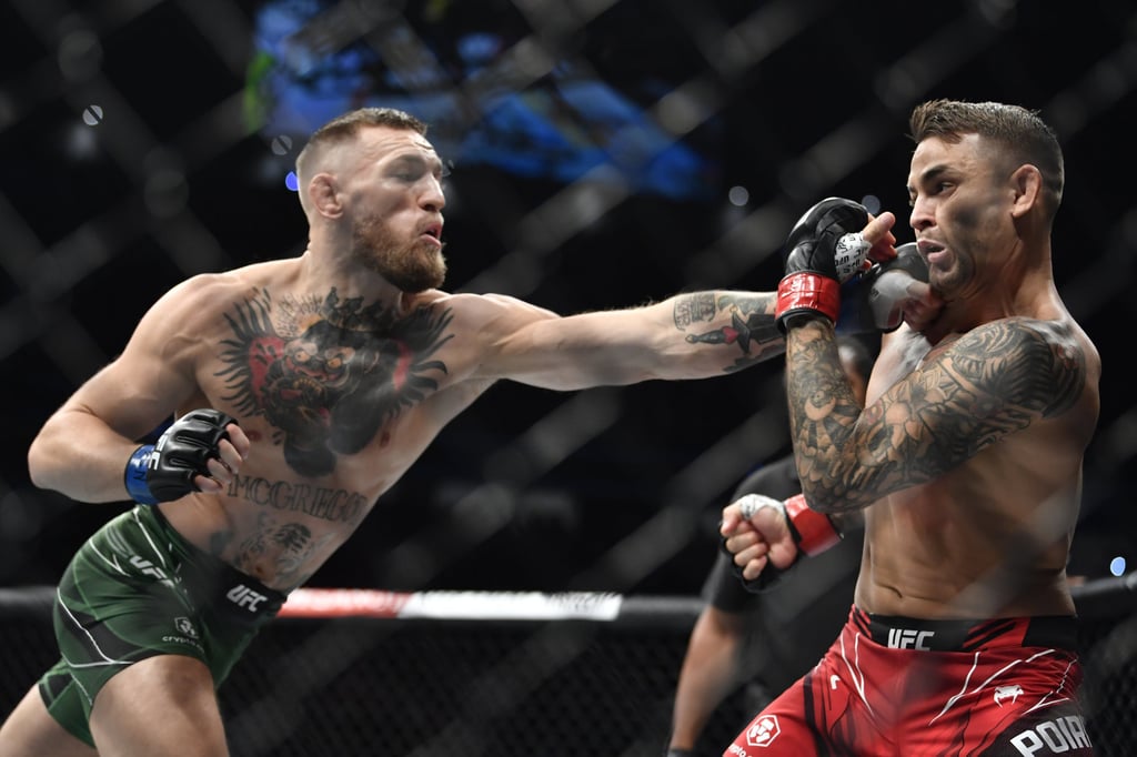 Conor McGregor (left) fought Dustin Poirier on July 10 at T-Mobile Arena in Las Vegas, Nevada. Photo: Chris Unger/Zuffa LLC