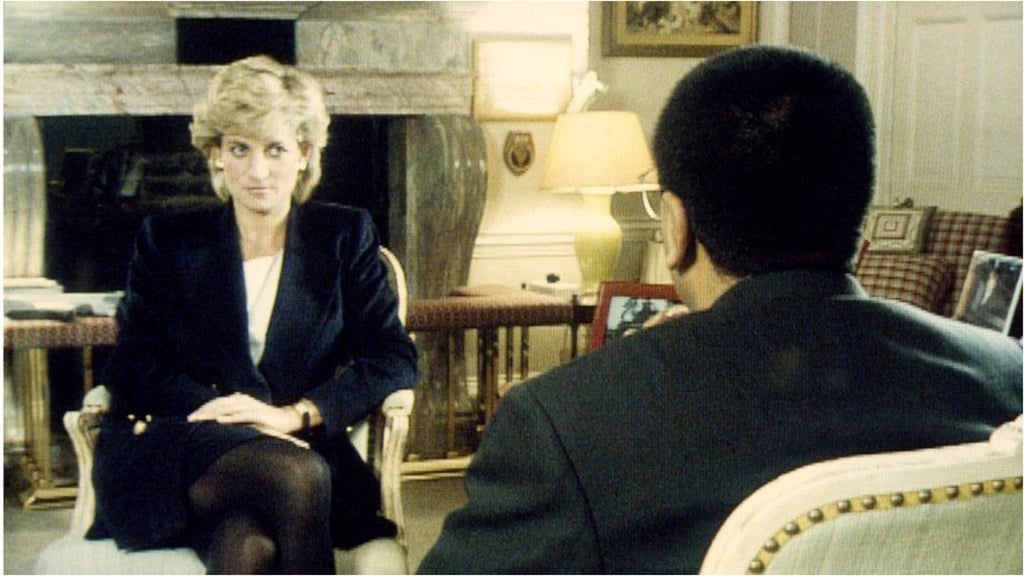 Princess Diana, pictured giving a bombshell interview to journalist Martin Bashir. Photo: BBC News