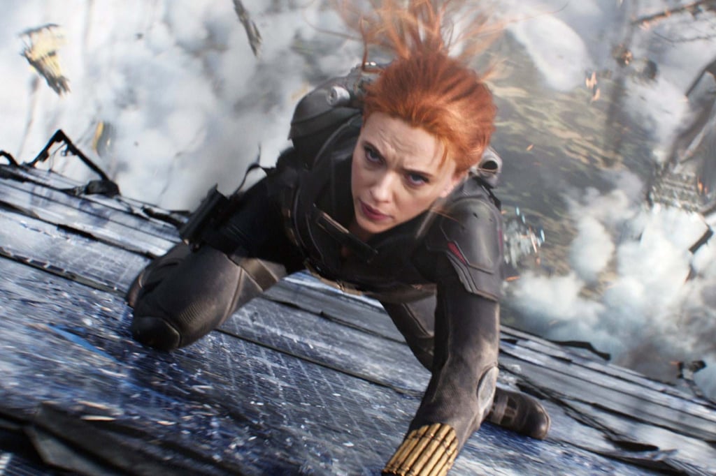 Scarlett Johansson in a still from Black Widow. Photo: Marvel Studios/Disney