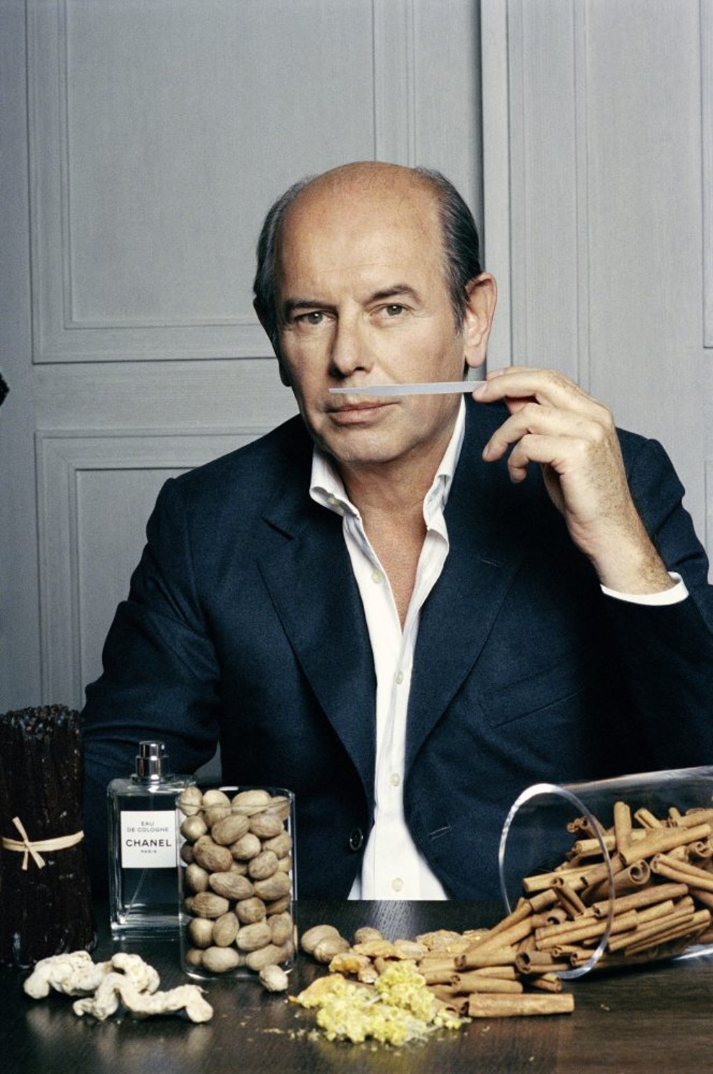 Chanel’s master perfumer Jacques Polge with his “ingredients”. Photo: Chanel
