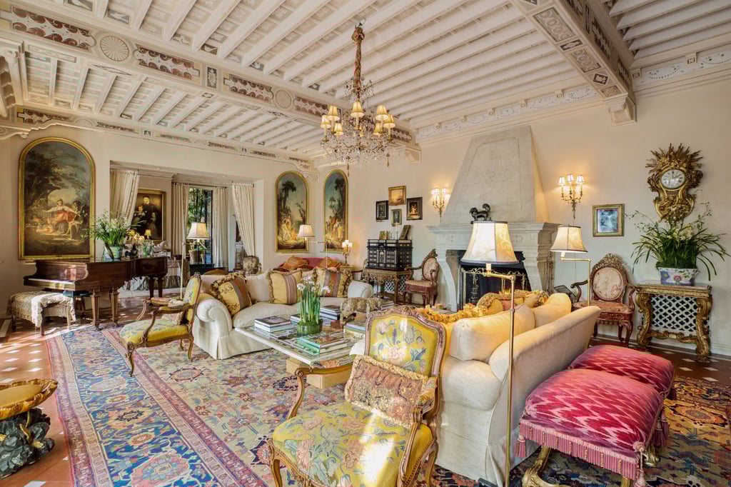 The house’s unapologetically ornamental interior marries vintage and contemporary elements to achieve the designer’s defining eclectic style. Photo: Anthony Barcelo