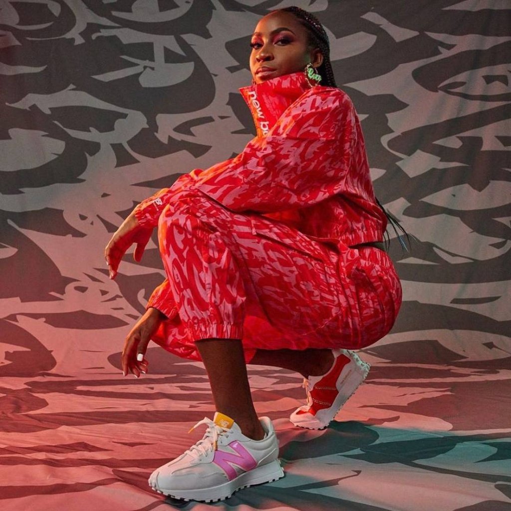 Coco Gauff in a bold windbreaker and jogger, part of her first collection with New Balance. Photo: @cocogauff/Instagram Coco Gauff in a bold windbreaker and jogger, part of her first collection with New Balance. Photo: @cocogauff/Instagram