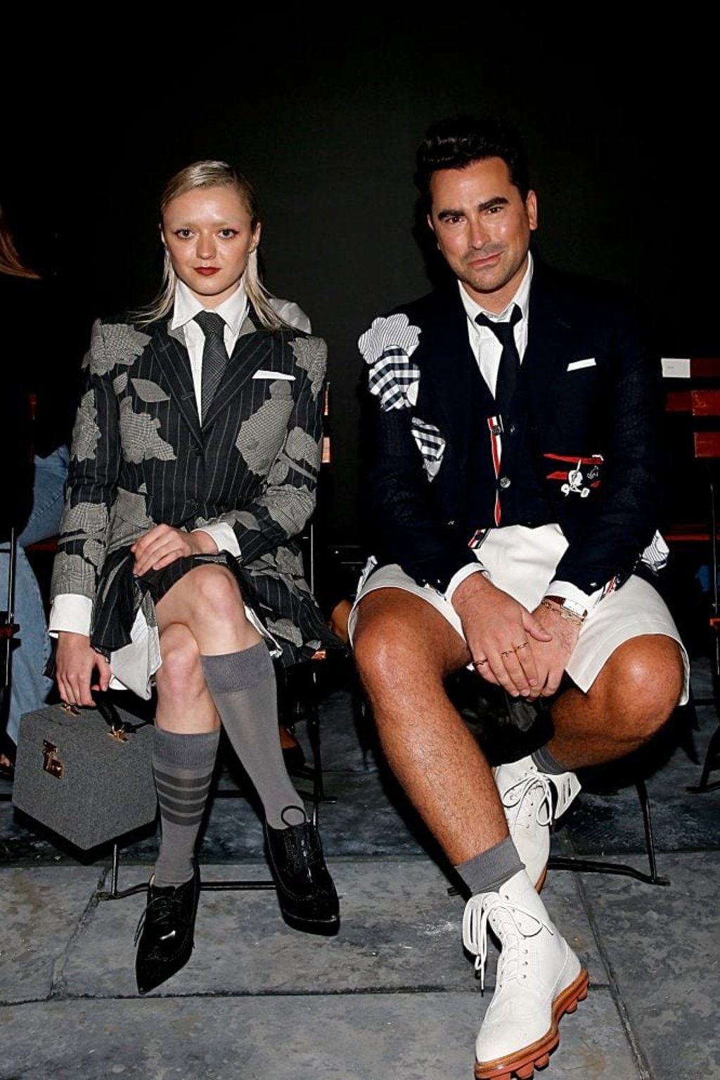 Maisie Williams and Dan Levy attend the Thom Browne fashion show during New York Fashion Week on Saturday. Photo: Getty/AFP Maisie Williams and Dan Levy attend the Thom Browne fashion show during New York Fashion Week on Saturday. Photo: Getty/AFP