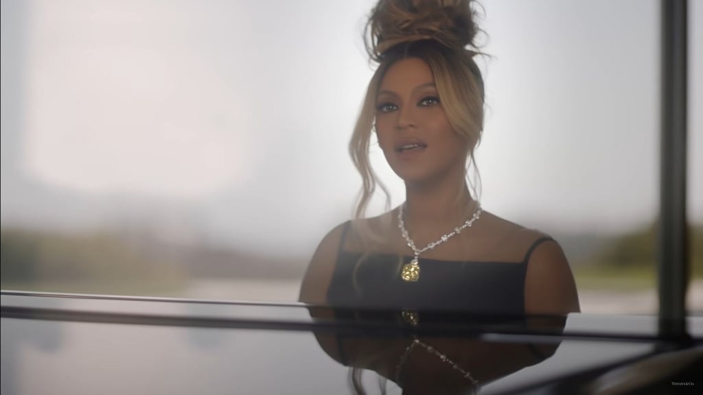 Beyoncé wore a luxurious Tiffany & Co. necklace for the brand’s “About Love” campaign. Photo: Tiffany & Co./YouTube