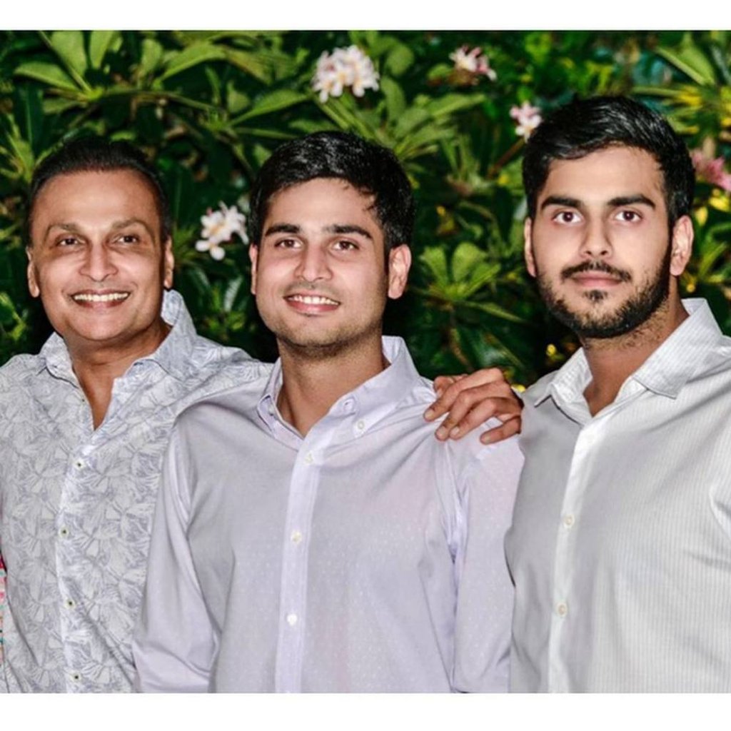 Anil Ambani and his sons Jai Anmol and Jai Anshul. Photo: @tinaambaniofficial/Instagram
