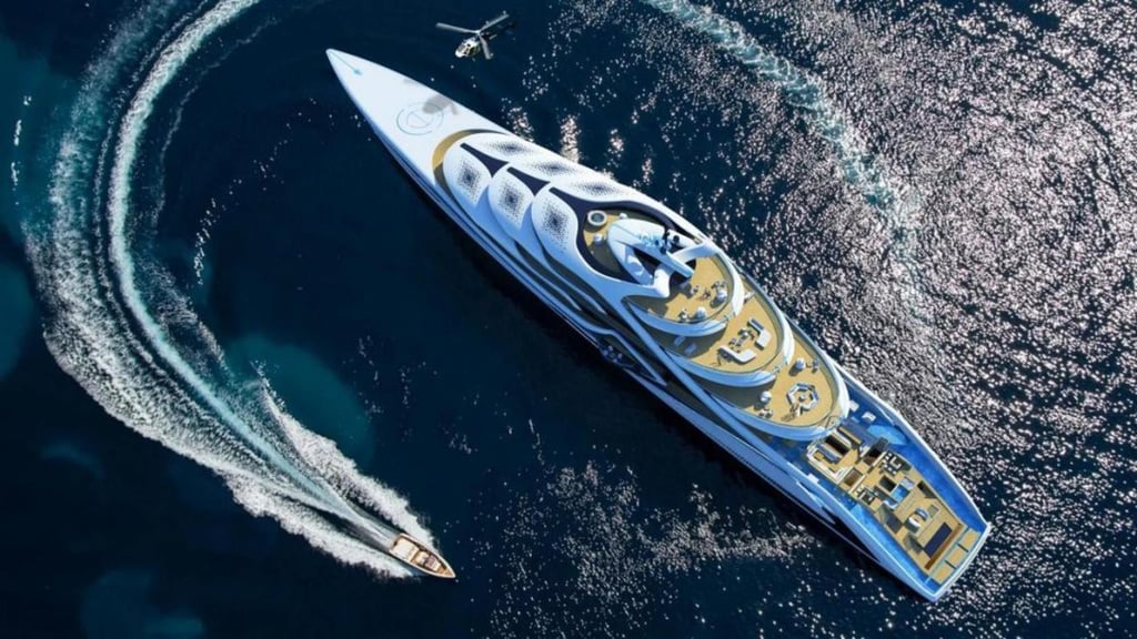 The 574-foot (175-metre) Acionna mega yacht. Photo: Luxurylaunches