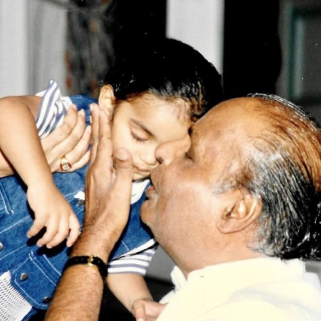 A young Jai Anshul being cuddled by his grandpa Dhirubhai. Photo: @tinaambaniofficial/Instagram A young Jai Anshul being cuddled by his grandpa Dhirubhai. Photo: @tinaambaniofficial/Instagram