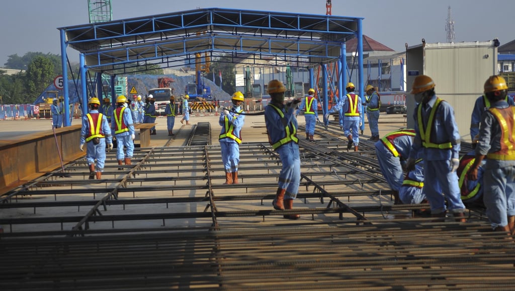 Workers at the construction site of the Jakarta-Bandung railway project. File photo: Xinhua Workers at the construction site of the Jakarta-Bandung railway project. File photo: Xinhua