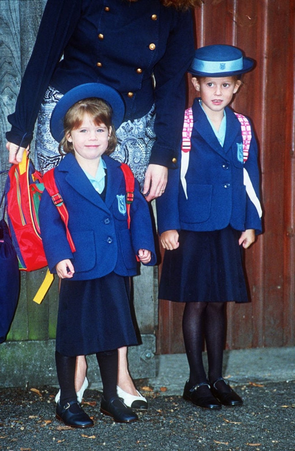 Princess Eugenie and Princess Beatrice seen outside Upton House, Windsor, circa 1989. Photo: UPPA