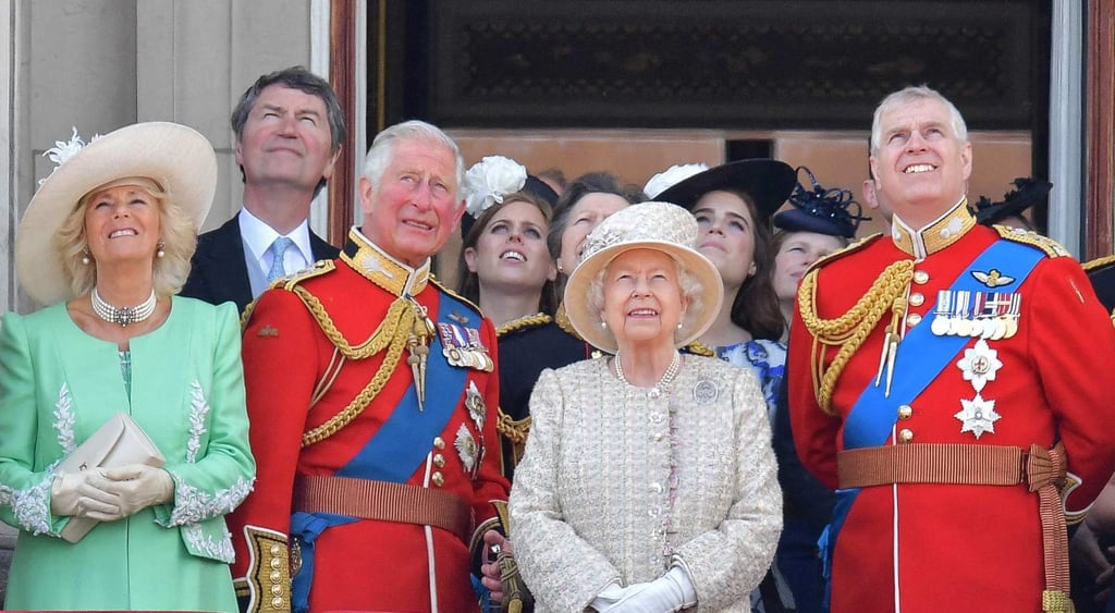 Hiding at the back? Princess Beatrice at the queen’s annual birthday fly-by. Photo: AFP