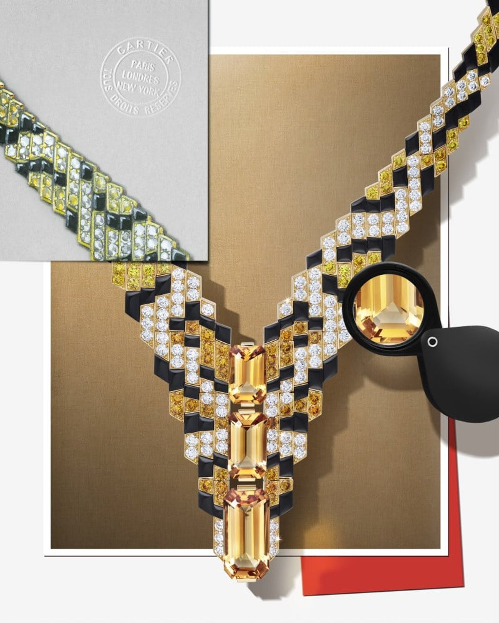 The Pixelage necklace continues Cartier’s long fascination with big cats. Photo: Cartier