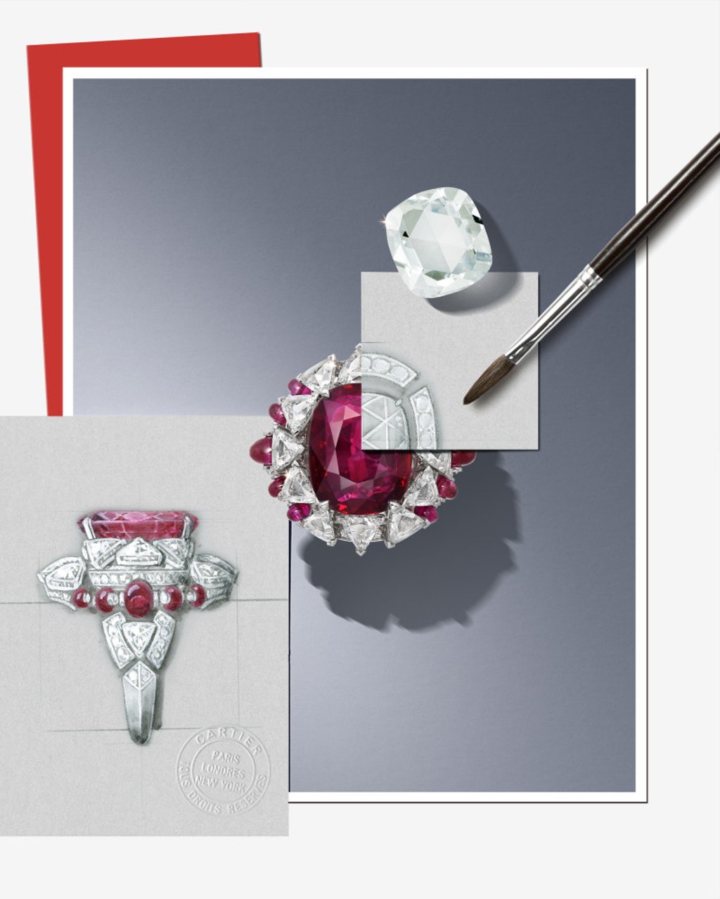 The centrepiece of the Phaan ring is a 8.2-carat ruby. Photo: Cartier