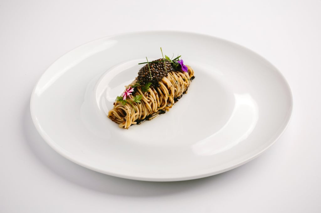 Angel hair pasta, Kristal caviar, black truffle, kombu from Louise. Photo: Louise