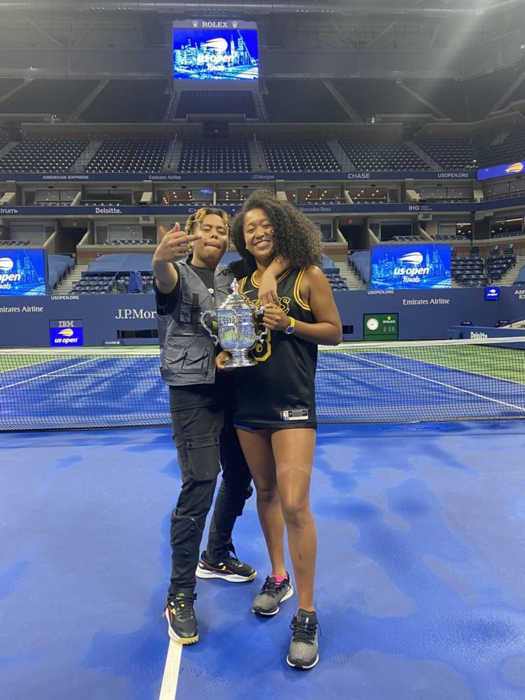 Cordae posted this photo of him and Naomi Osaka after the US Open. Photo: @cordae/Twitter