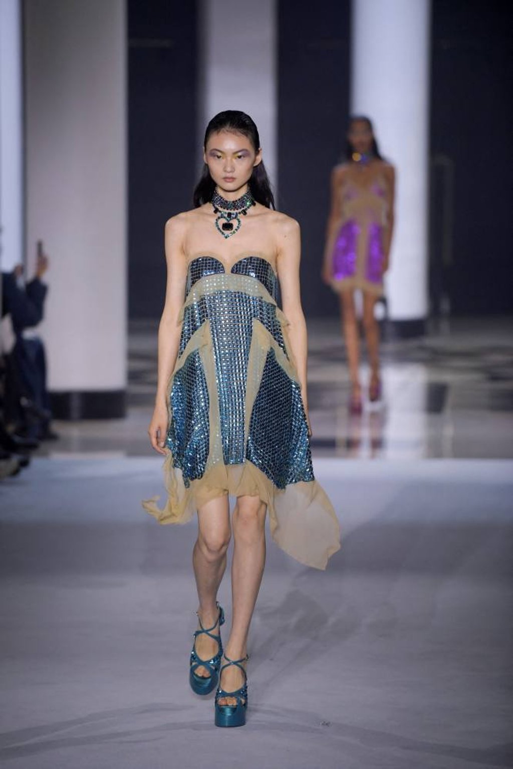 Models present creations for Lanvin during the women’s spring/summer 2022 ready-to-wear collection fashion show at The Salle Pleyel, in Paris, as part of Paris Fashion Week, on October 3. Photo: AFP Models present creations for Lanvin during the women’s spring/summer 2022 ready-to-wear collection fashion show at The Salle Pleyel, in Paris, as part of Paris Fashion Week, on October 3. Photo: AFP