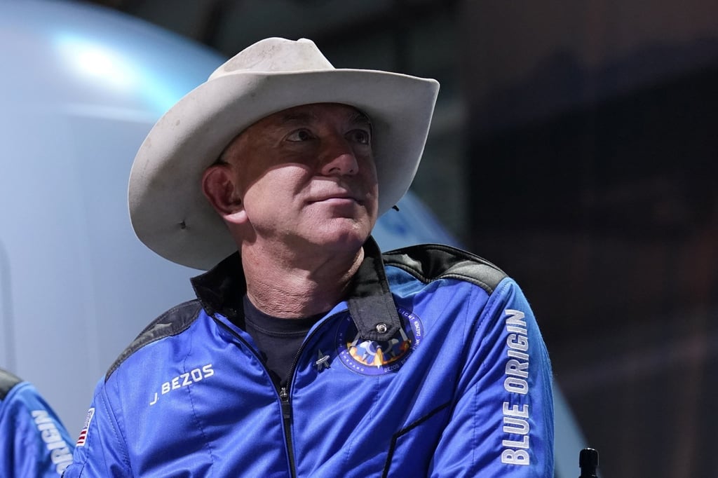 Jeff Bezos, founder of Amazon and space tourism company Blue Origin, went into space earlier this year. Photo: AP Photo Jeff Bezos, founder of Amazon and space tourism company Blue Origin, went into space earlier this year. Photo: AP Photo