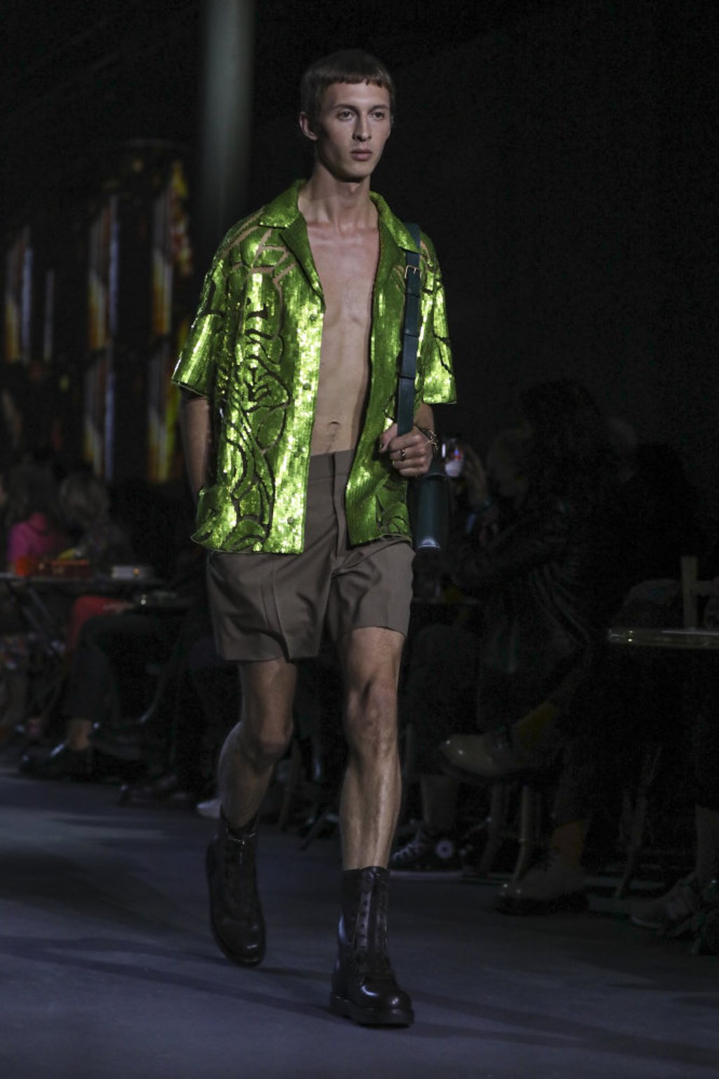 A model wears a creation for the Valentino spring/summer 2022 ready-to-wear fashion show presented in Paris, on October 1. Photo: Invision/AP