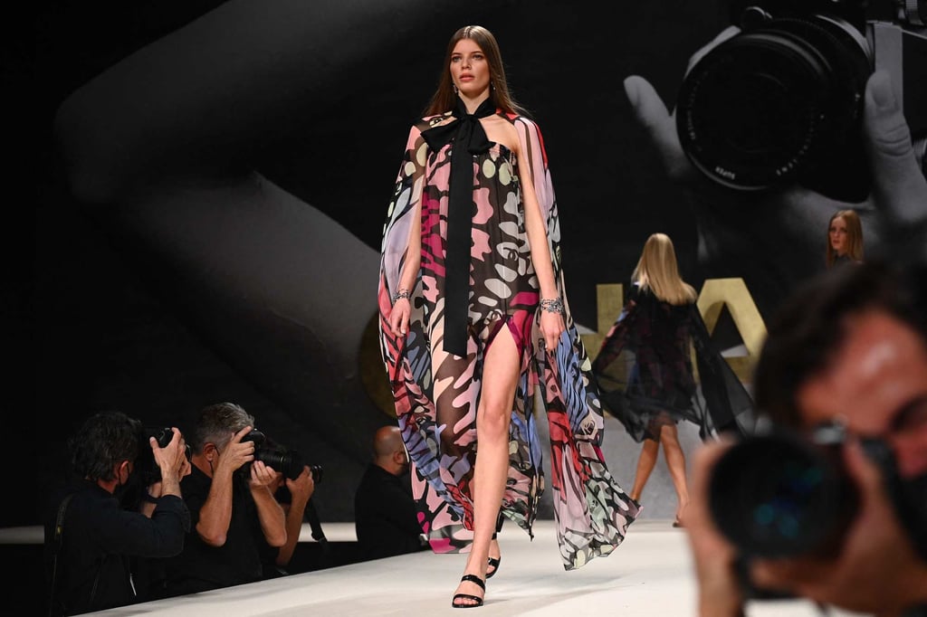 A model presents a creation for Chanel during the women’s spring/summer 2022 ready-to-wear collection fashion show in Paris, as part of Paris Fashion Week, on October 5. Photo: AFP