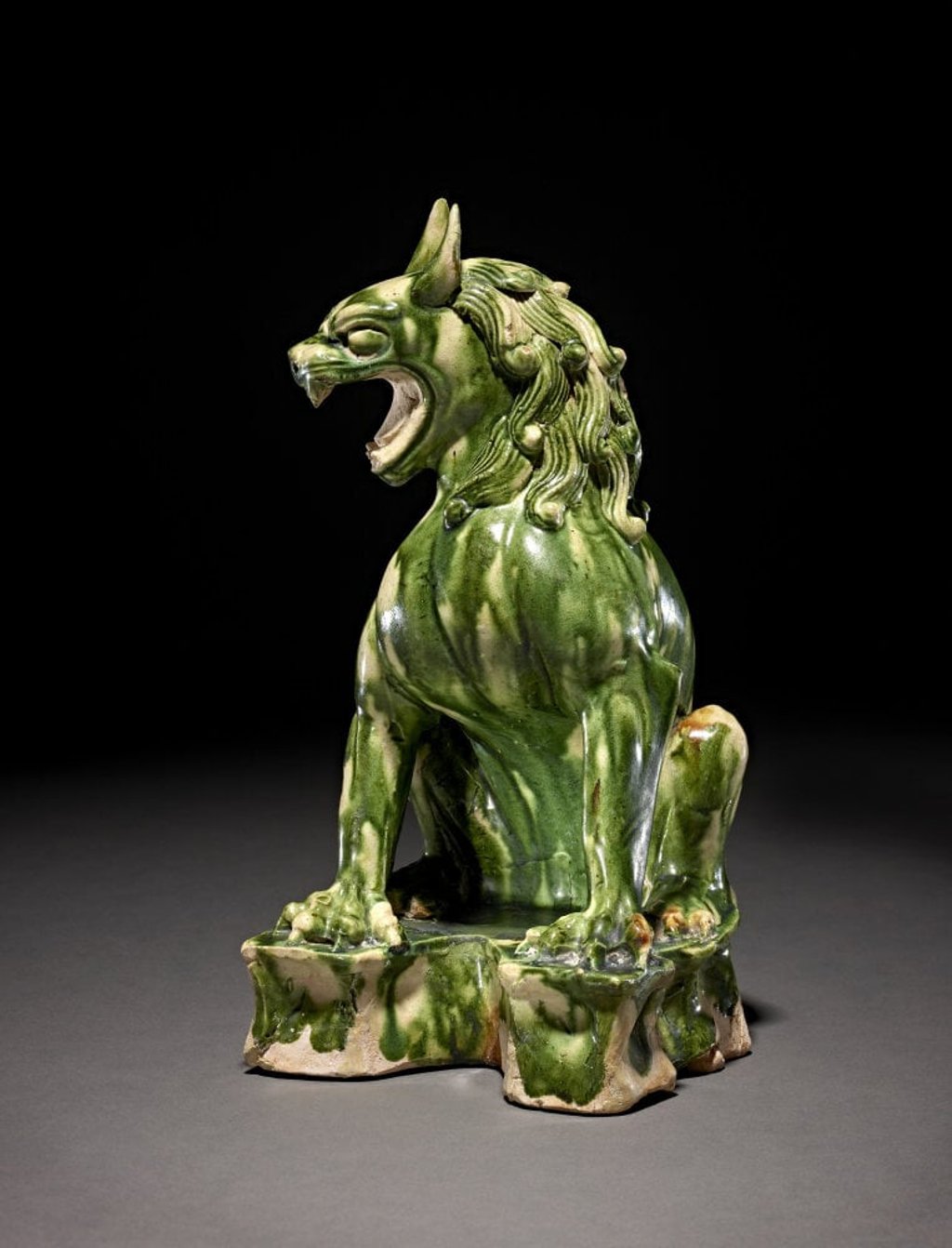 An earthenware tomb figure of a roaring lion with green splash-glaze from China’s Tang dynasty, about 700-750AD, part of the British Museum collection, featured in an exhibition to celebrate the centenary of the Oriental Ceramics Society. An earthenware tomb figure of a roaring lion with green splash-glaze from China’s Tang dynasty, about 700-750AD, part of the British Museum collection, featured in an exhibition to celebrate the centenary of the Oriental Ceramics Society.