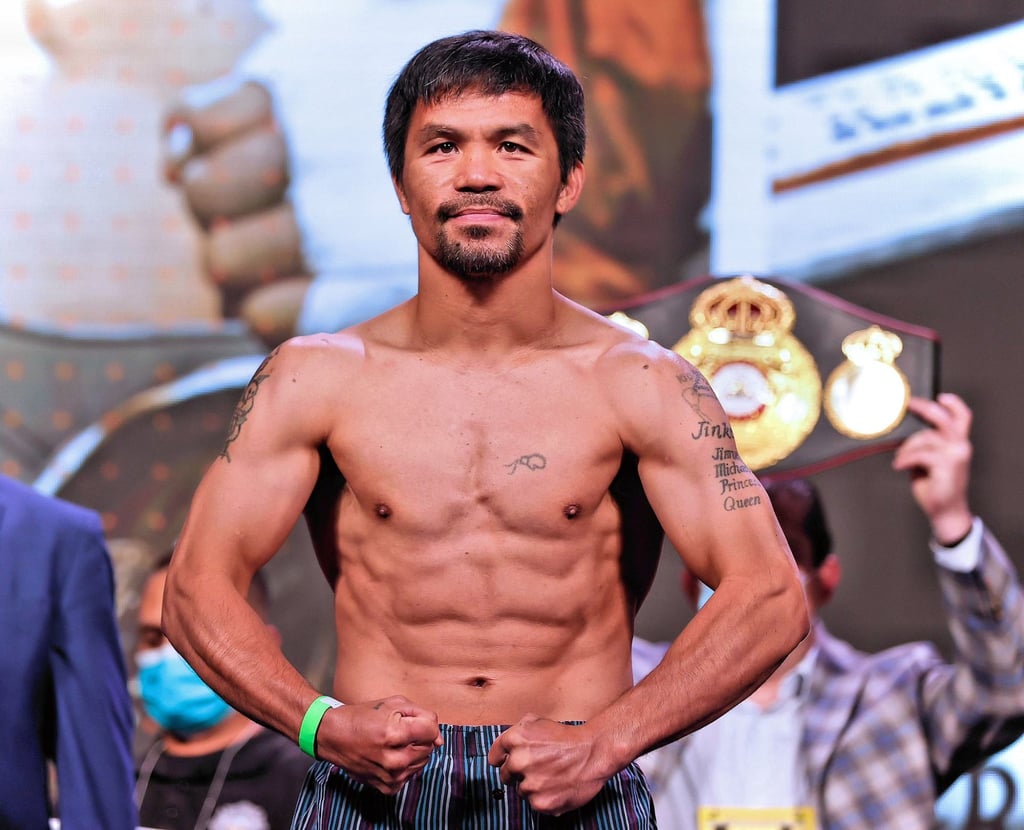 Manny Pacquiao in Las Vegas for his fight against Yordenis Ugas. Photo: @MannyPacquiao/Twitter