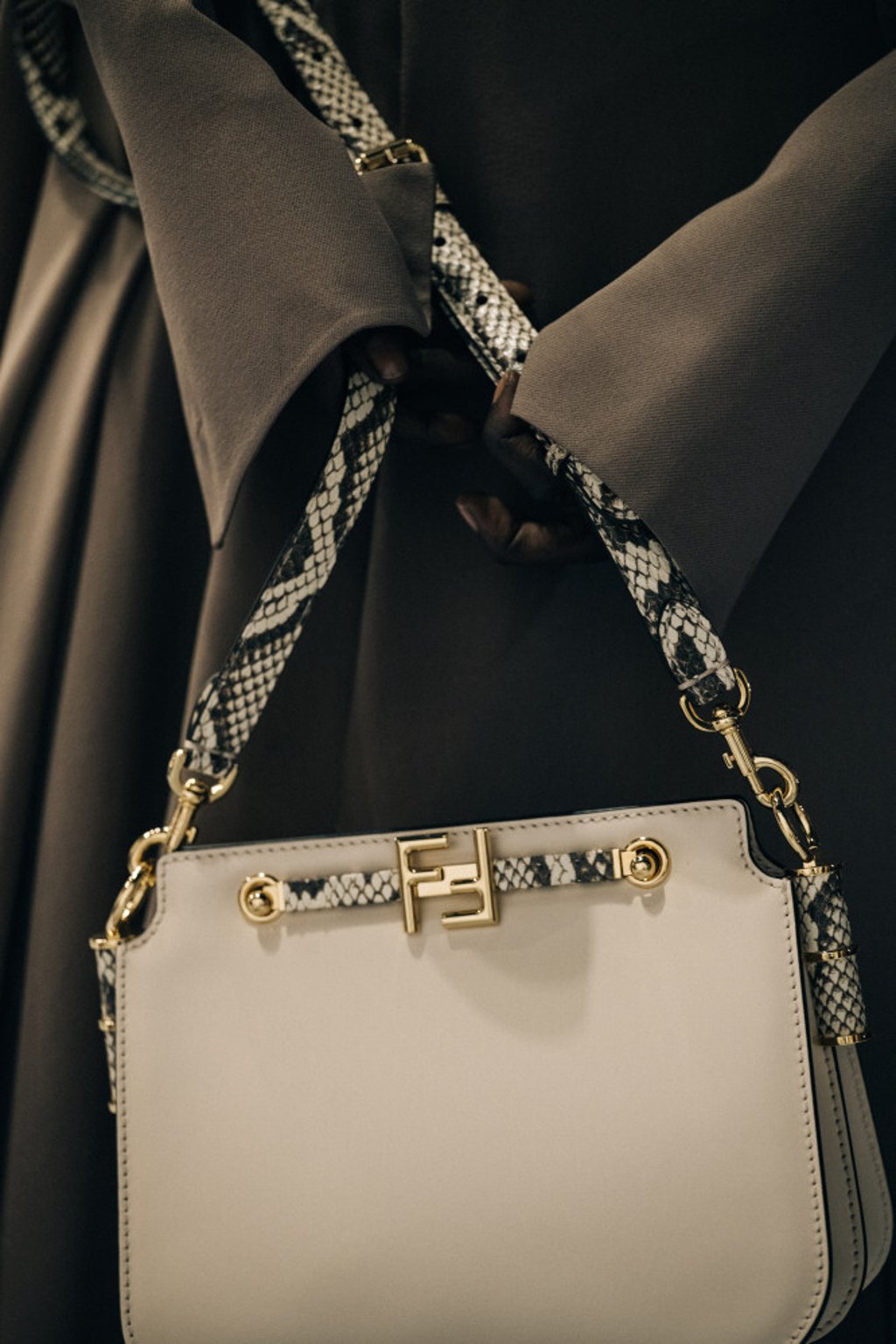 A backstage close up photo of Fendi Touch bag. Credit: Fendi A backstage close up photo of Fendi Touch bag. Credit: Fendi