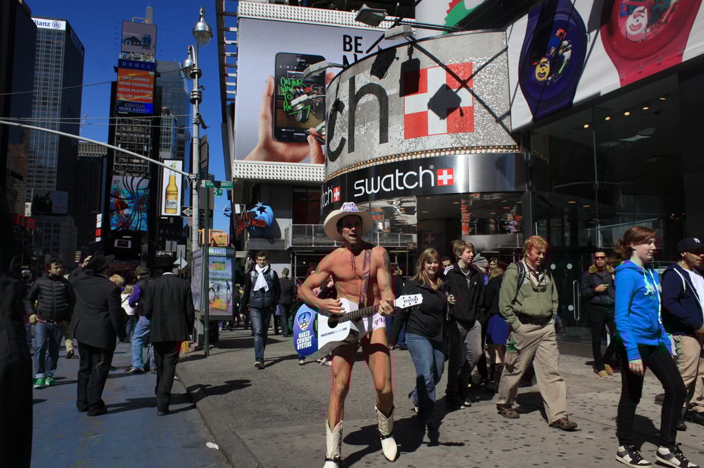 The Naked Cowboy, Robert Burck, performs in Times Square, New York. Photo: Getty Images The Naked Cowboy, Robert Burck, performs in Times Square, New York. Photo: Getty Images