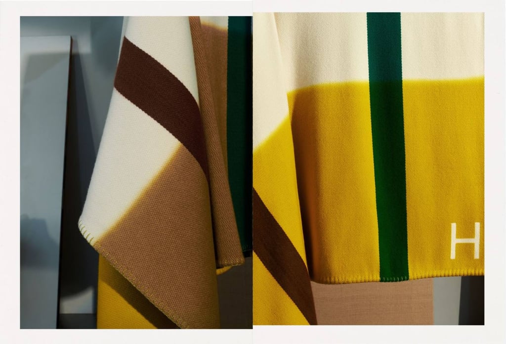 The H Dye plaid throw is 100 per cent cashmere and comes in a variety of gorgeous colour pairings. Photo: Hermès/Marvin Leuvrey The H Dye plaid throw is 100 per cent cashmere and comes in a variety of gorgeous colour pairings. Photo: Hermès/Marvin Leuvrey