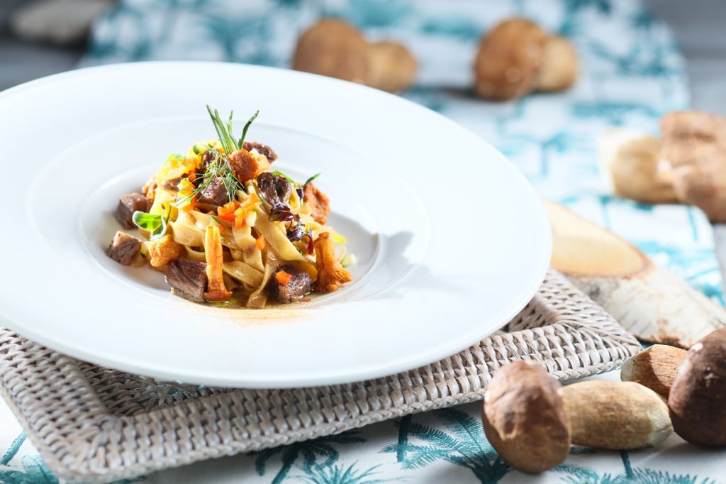 Handmade fettuccine with stewed wild boar, black truffle and wild mushroom from Cucina. Photo: Cucina