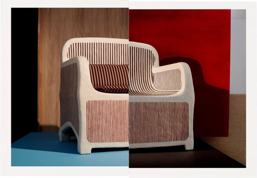 The textured Sillage d’Hermès armchair was designed by architects at Studio Mumbai. Photo: Hermès/Marvin Leuvrey The textured Sillage d’Hermès armchair was designed by architects at Studio Mumbai. Photo: Hermès/Marvin Leuvrey