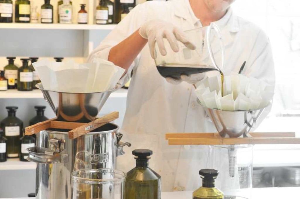 Production of perfume in Henry Jacques’ laboratory.