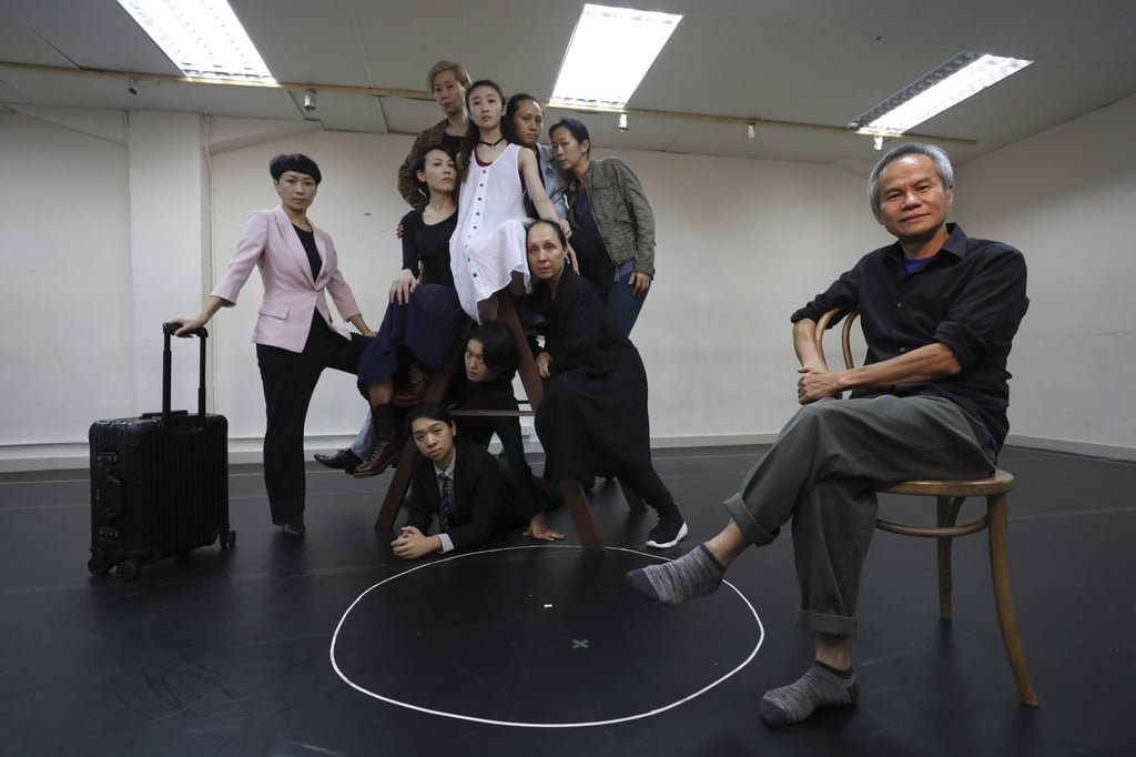Director Tang Shu-wing (right) with his King Lear cast at a rehearsal. Photo: Xiaomei Chen Director Tang Shu-wing (right) with his King Lear cast at a rehearsal. Photo: Xiaomei Chen