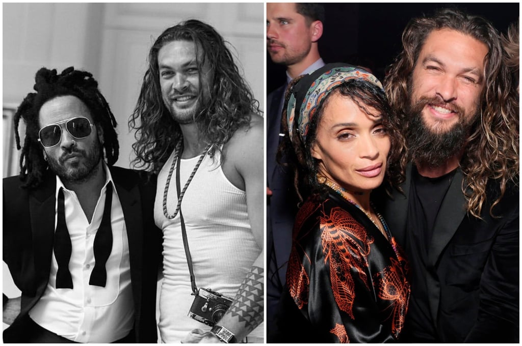 Jason Momoa, Lisa Bonet and Lenny Kravitz. Photos: @lennykravitz/Instagram, Getty Images/BFA