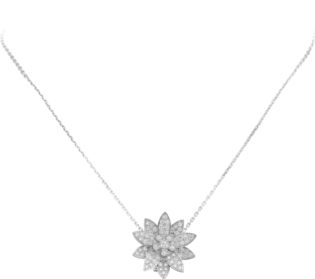 Dazzling: the Diamond Breeze collection’s lotus flower pendant in white gold and diamonds.