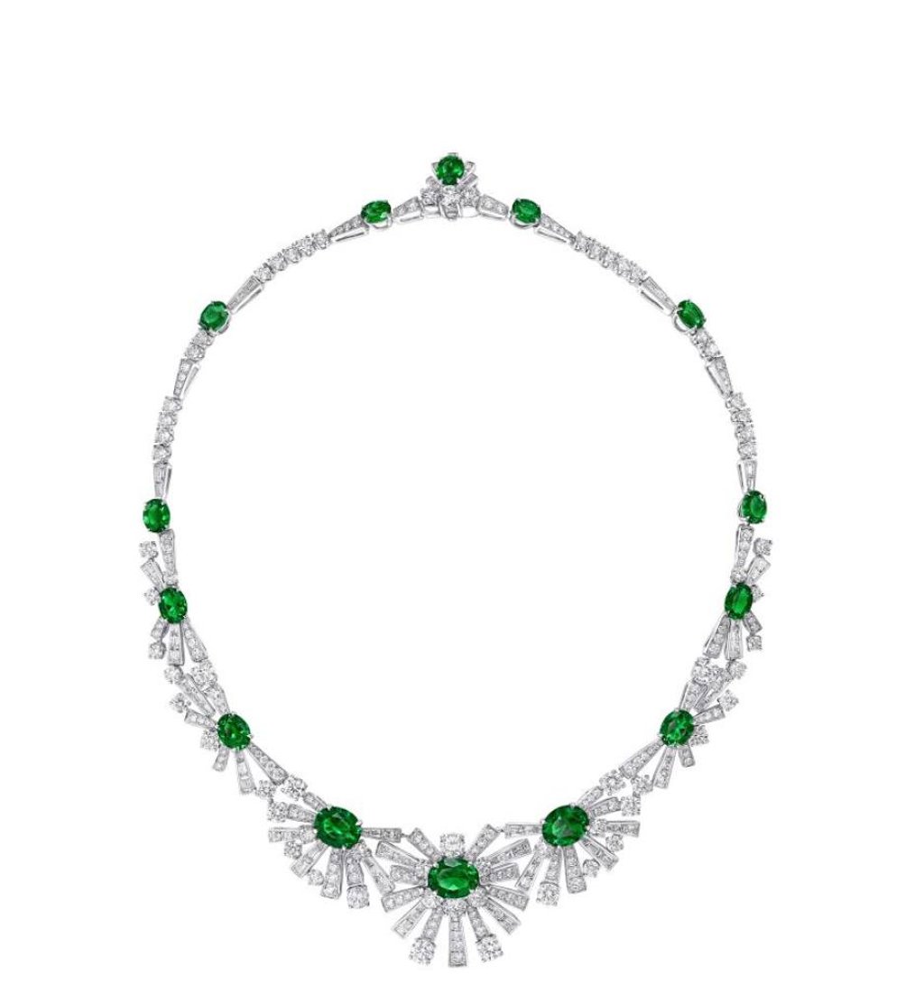 The Threads Collection’s multishape emerald and diamond necklace, with 18.35 carats of emeralds and 24.95 carats of diamonds.