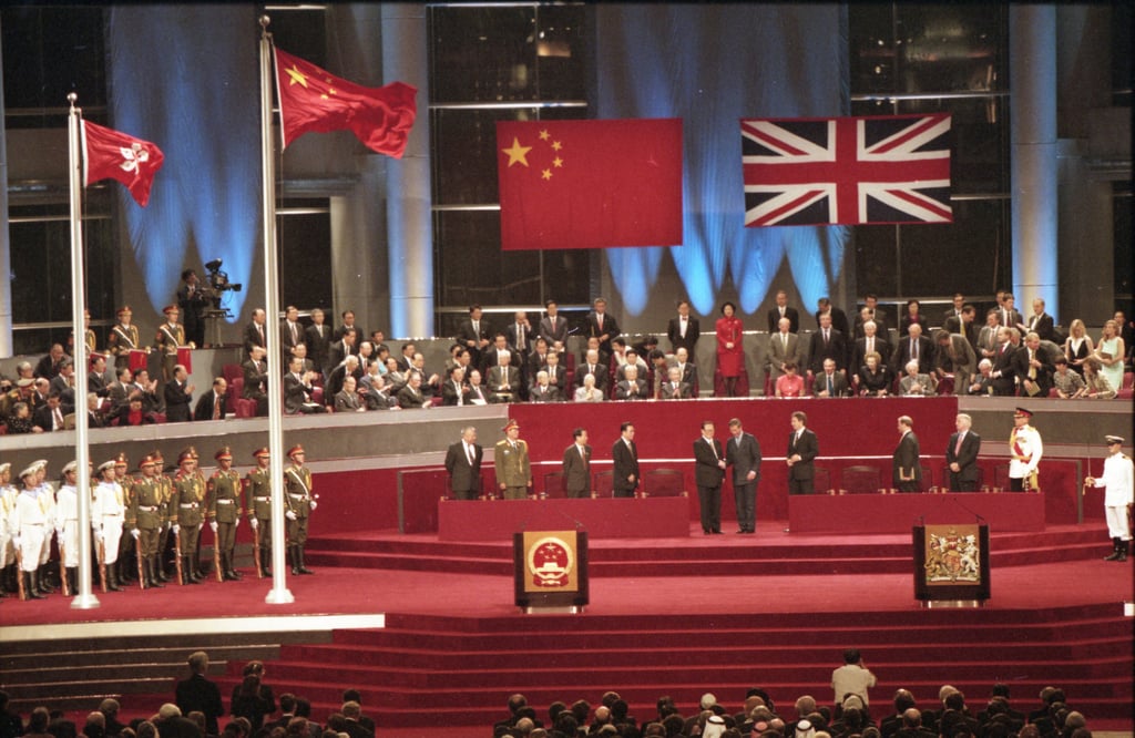 Jiang Zemin shakes hands with Prince Charles at the Hong Kong handover ceremony to mark the British colony’s return to Chinese sovereignty at midnight on June 30, 1997. Photo: SCMP/Robert Ng Jiang Zemin shakes hands with Prince Charles at the Hong Kong handover ceremony to mark the British colony’s return to Chinese sovereignty at midnight on June 30, 1997. Photo: SCMP/Robert Ng