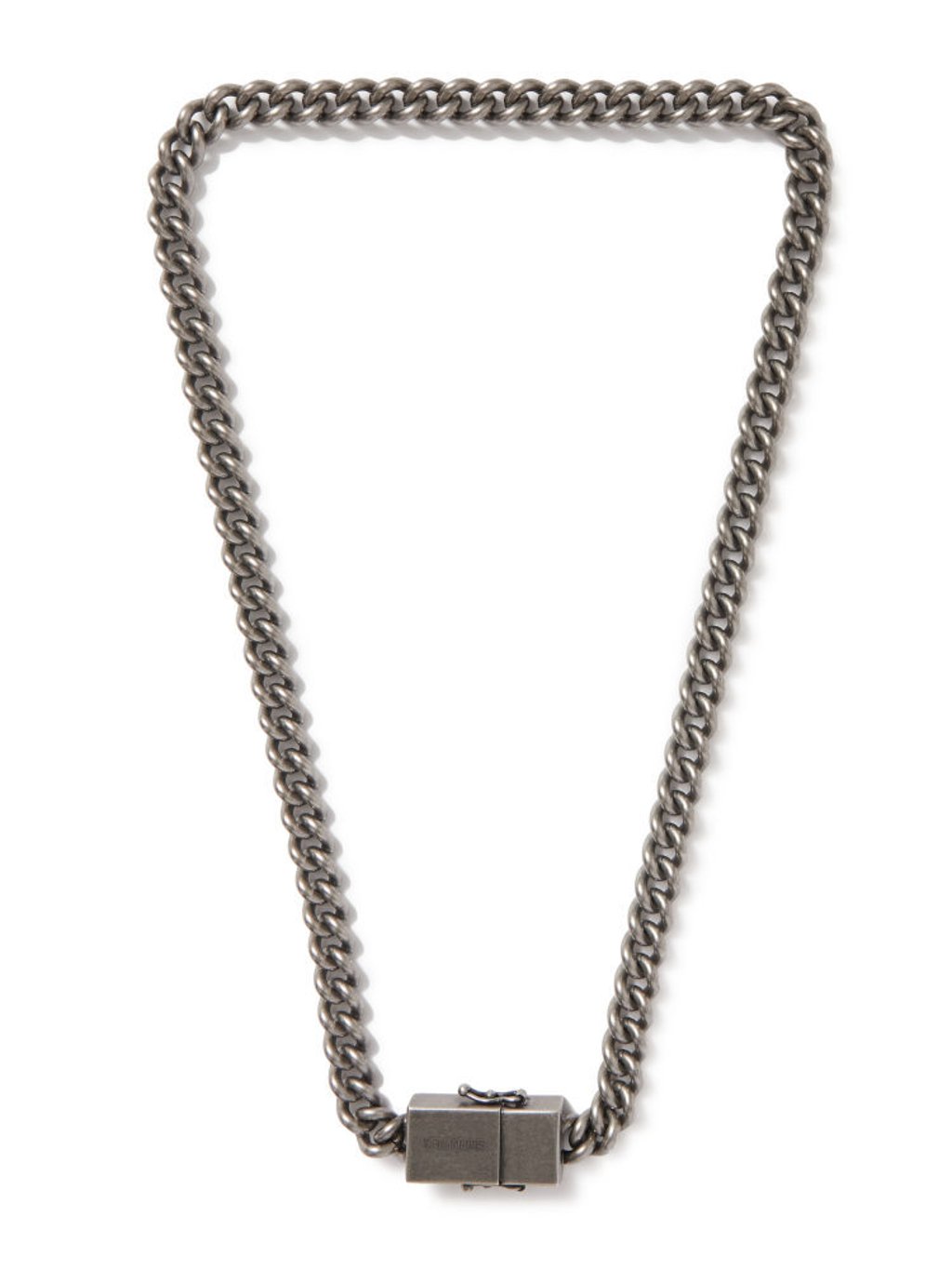 Vetements’ silver-tone curb chain USB-C necklace. Photo: Handout