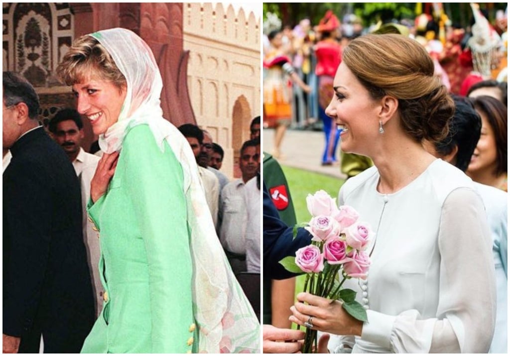 Princess Diana in June 1996, and Kate Middleton in September 2012. Photos: AFP, @samhussein1/Instagram Princess Diana in June 1996, and Kate Middleton in September 2012. Photos: AFP, @samhussein1/Instagram