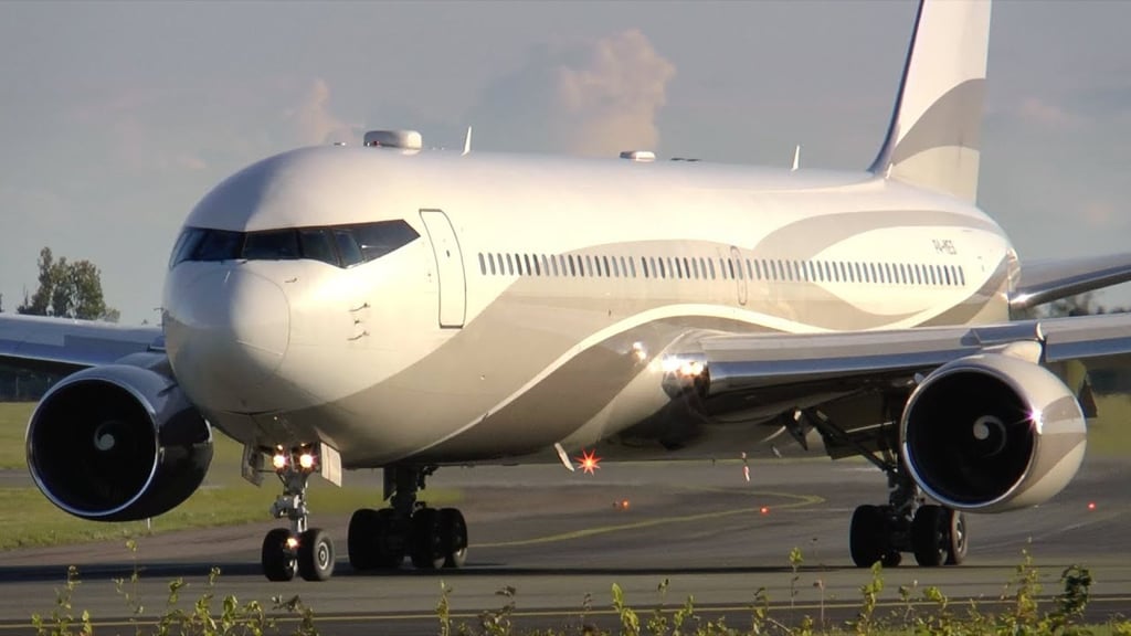 An external view of “Bandit” – billionaire Roman Abramovich’s private Boeing 767 jet. Photo: YouTube
