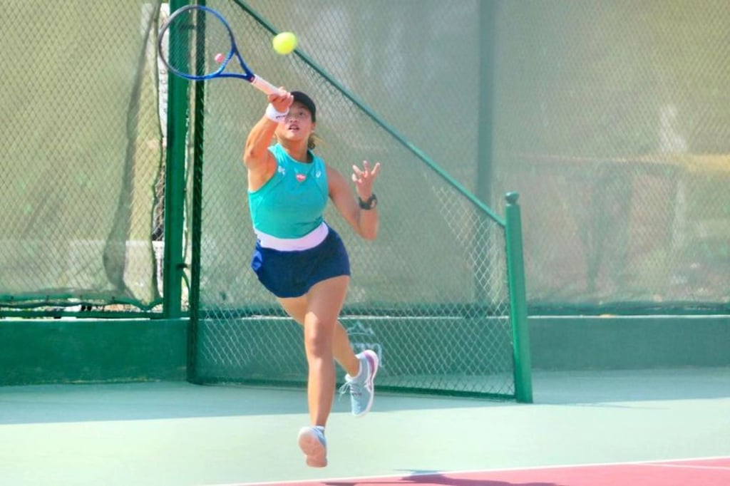 Hong Kong women’s tennis player Cody Wong in an ITF World Tennis Tour singles game in Egypt.