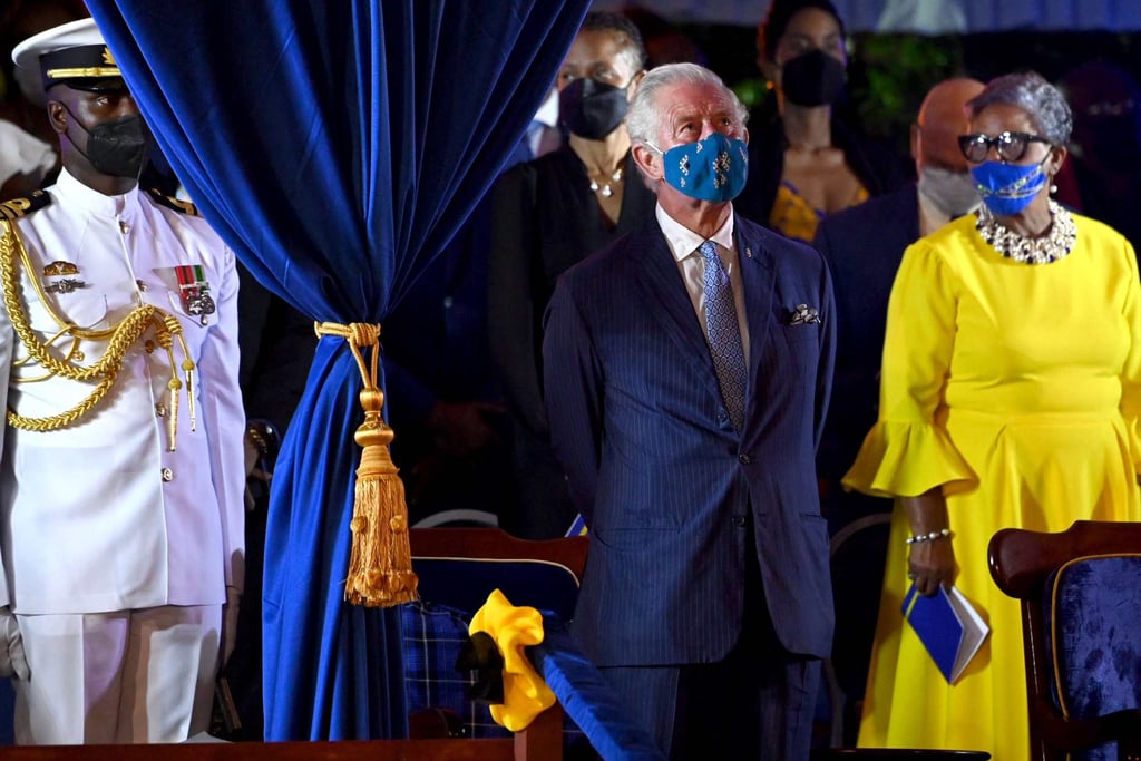 Prince Charles, Prince of Wales attends the presidential inauguration ceremony at Heroes Square on November 29, 2021 in Bridgetown, Barbados. Photo: AFP