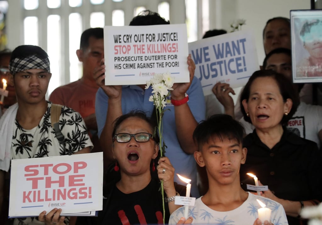 Filipinos protest against the drug-related killings by the Rodrigo Duterte government on March 15, 2019. Photo: EPA-EFE