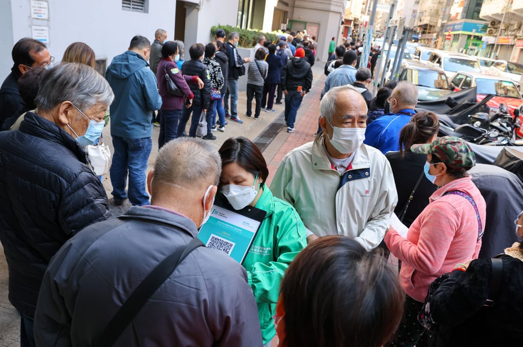People queue up for the Sinovac vaccine at a community vaccination centre in Jordan. Photo: Dickson Lee