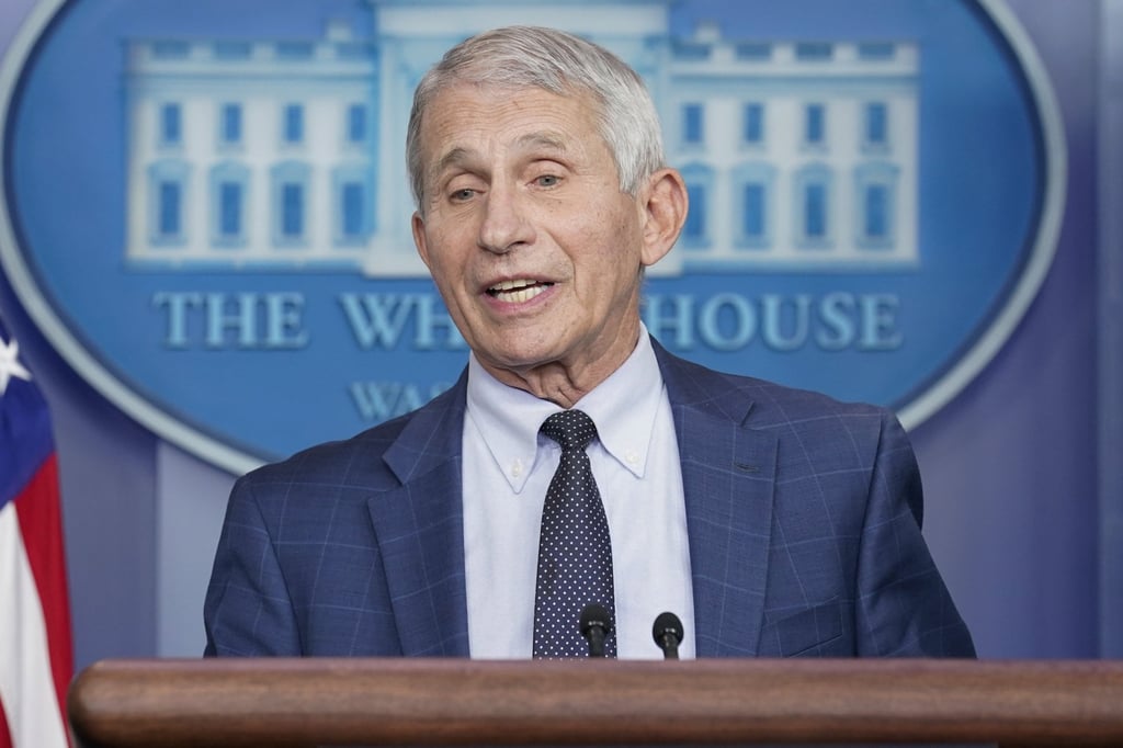 Dr Anthony Fauci, director of the US National Institute of Allergy and Infectious Diseases, speaks during the daily briefing at the White House on Wednesday. Photo: AP